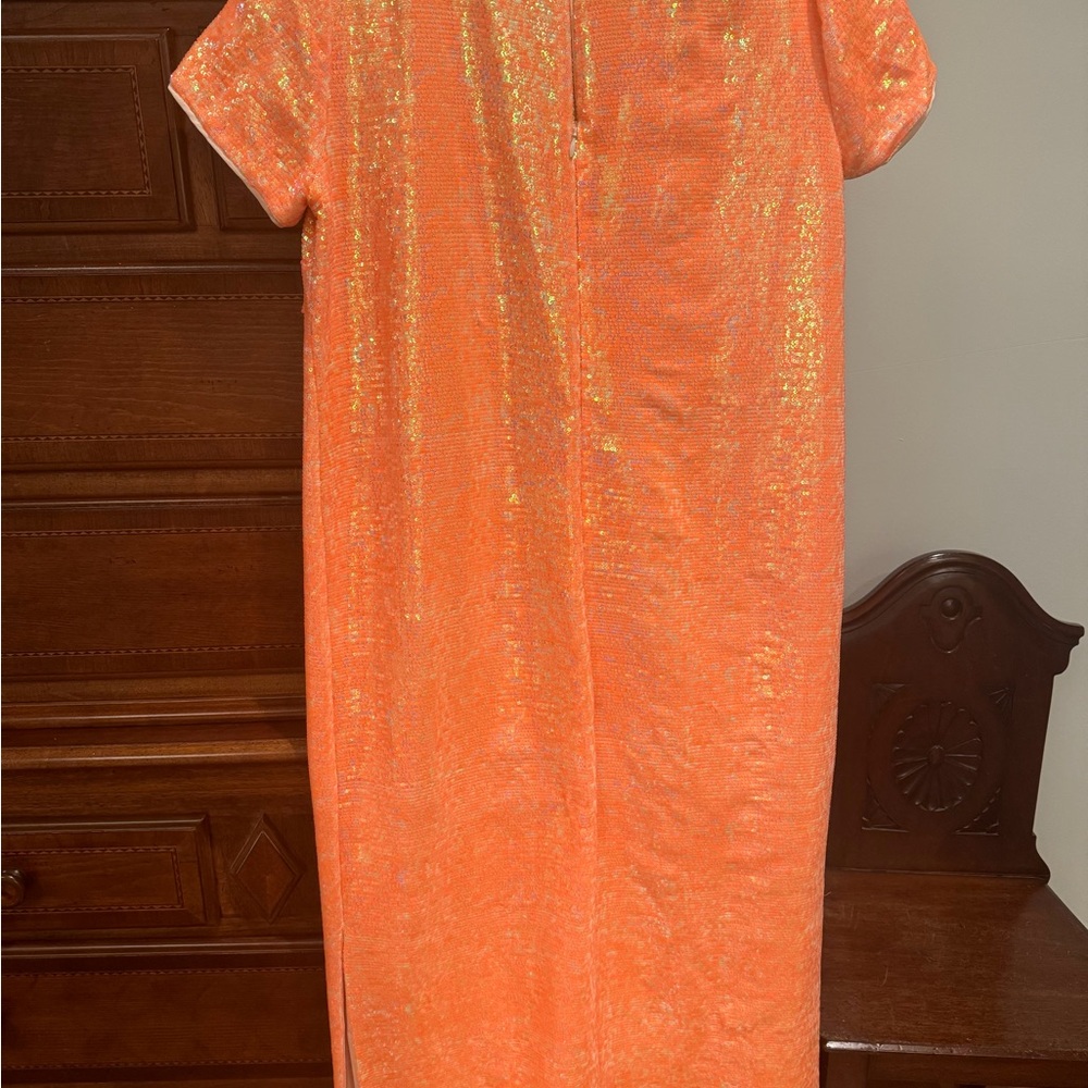 J. Crew Orange Sequin Shell long dress - Picture 5 of 13